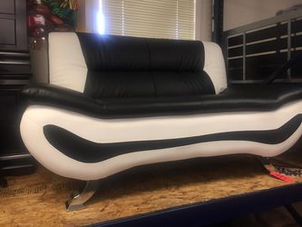 Leather Couch. Black and White.