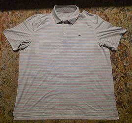 Vineyard Vines Men's Polo Short Sleeve Size 2XL Blue/Pink Performance Whale