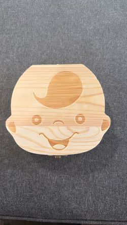 Wooden Tooth Fairy Box, Keepsake Storage Holder for Baby Teeth Pine wood, 4.9" x 4.5" x 1.2", for boys, teeth storage, memory organizer, shower gift, 