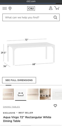 CB2 white 6’ by 3’ wide table and 4 leather chairs