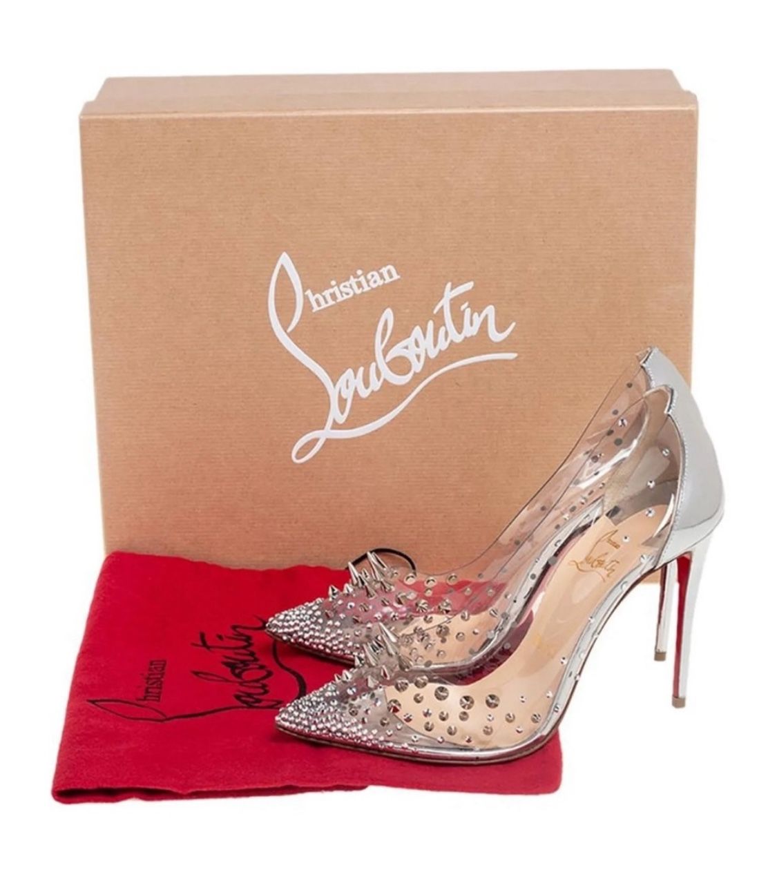 Christian Louboutin- Grotika PVC Spike & Crystal Pumps