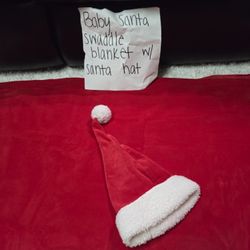 Baby Swaddle Blanket w/ Santa Hat