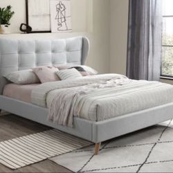 Brand New Light Gray Fabric Bed