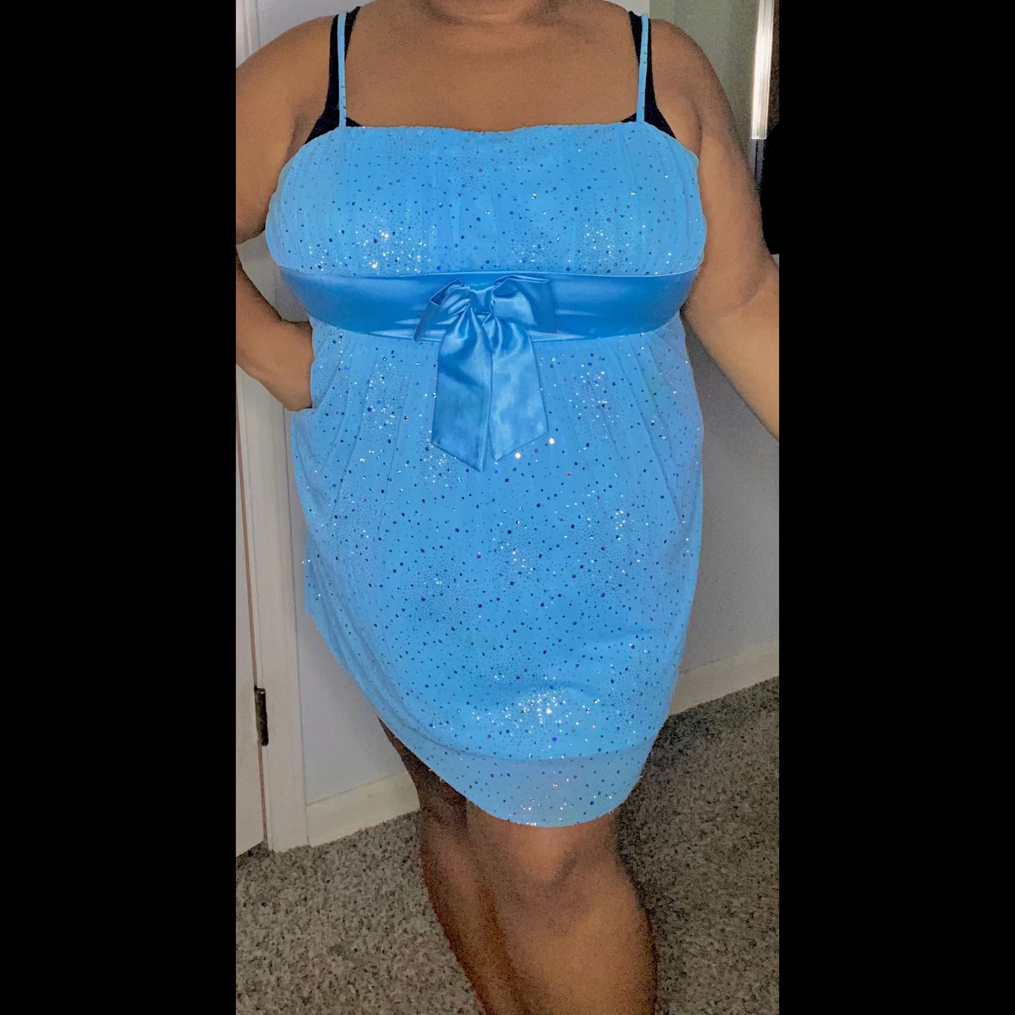 Homecoming / Prom Baby Blue Plus Size Sparkly Mini Dress size 1X / 2X