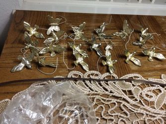 19 Christmas Decoration Gold tone , 14 Birds and 5 Butterflies all for $5