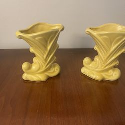Shawnee Cornucopia Art Deco Vases Set