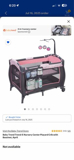 Baby Trend Trend-E Nursery Center Playard Crib with Bassinet, April