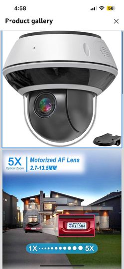 4K 8MP Mini PTZ Dome PoE IP Camera Outdoor Pan Tilt 5X Optical Zoom, 2.7-13.5mm Motorized Varifocal