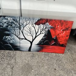 Black And Gray And White Mountain Oil Painting 