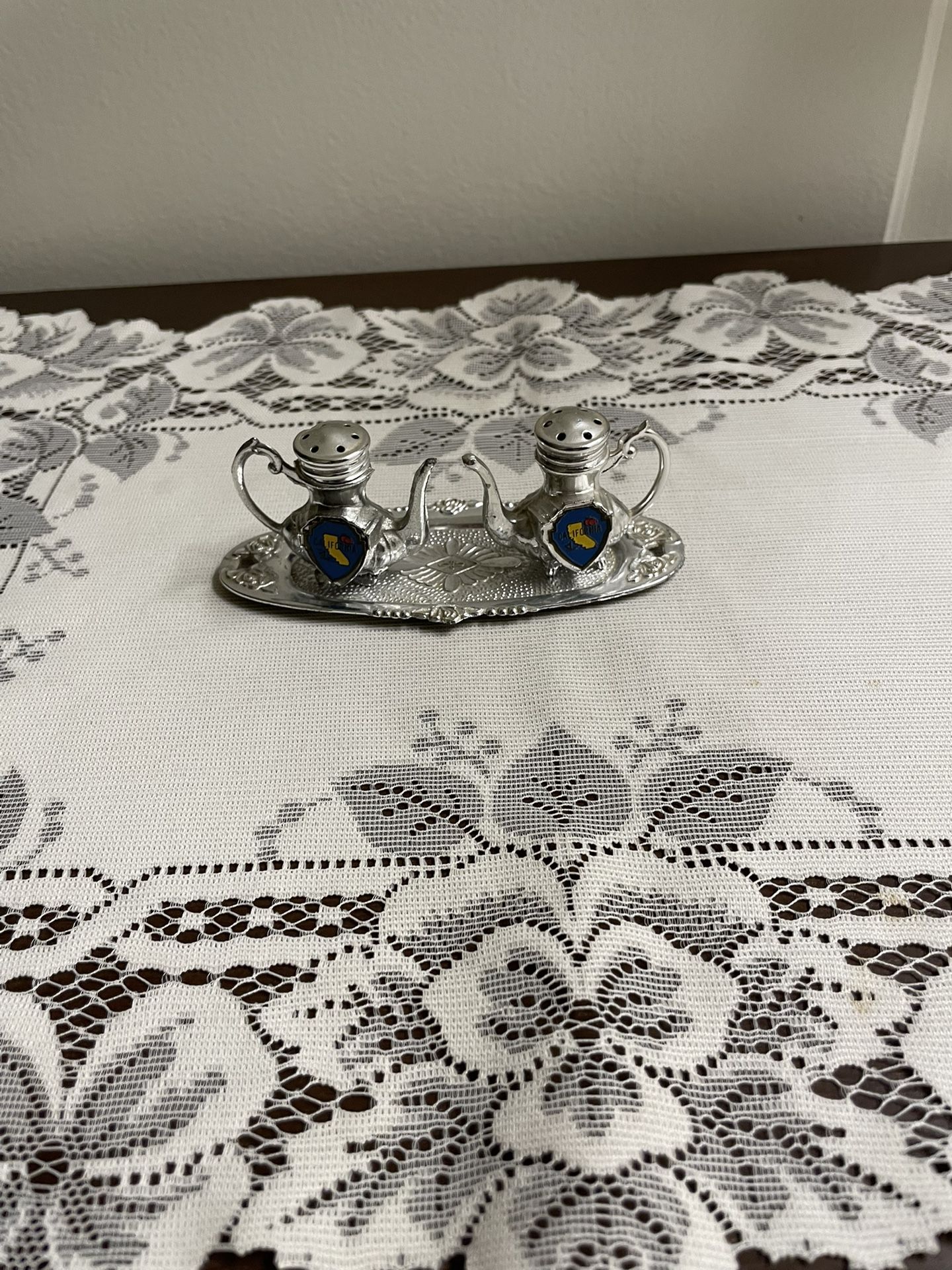 Salt and Pepper Shakers with Tray