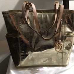 Michael Kor Jet Set Mirror Metallic Tote NWT