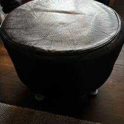 IKEA Leather Black Ottoman 18’ Inch