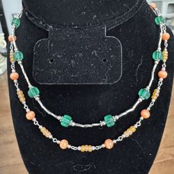 925 Sterling Silver Beaded Necklace. Set Of 2