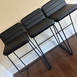 3 Leather Barstools  (wide)