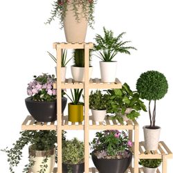 Brandnew Bamboo Plant Stand Indoor, 4 Tier Tall Plant Storage Stand Table Top for Multiple Plants, Window Plant Shelf Table Plant Rack for Balcony Gar
