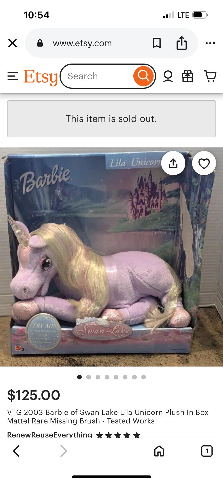 Lila Unicorn From Barbie of Swan Lake 