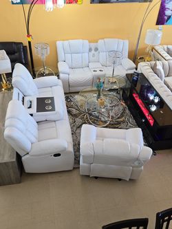 Recliner Sofa loveseat and chair,  Bluetooth Speaker, Led Light