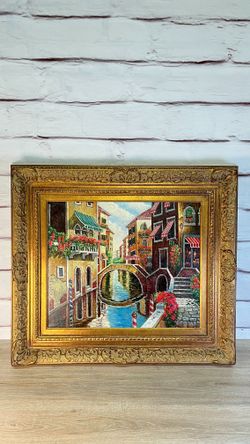 Rendezvous In Venice Bob Pejman Painting Gold Frame