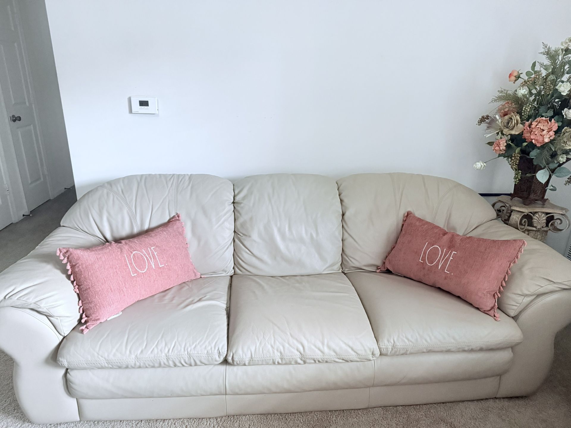 Beige Leather Sofa