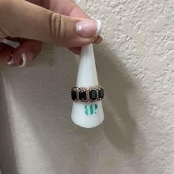 Size 9 Black Onyx Cubic Zirconia Rose Gold Playing Ring