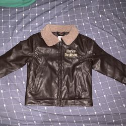 Harley-Davidson Boys Bar & Shield Logo Faux Leather Sherpa Collard Jacket Size: 6/7 Toddler