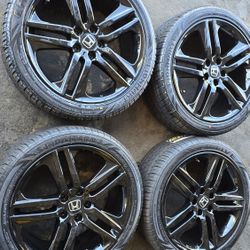 19 INCH Wheels And Tires HONDA ACCORD (5x114.3)GLOSSY BLACK AND 245/40R19 LION HART TIRES BRAND NEW $980 ALL 4 INSTALLED 