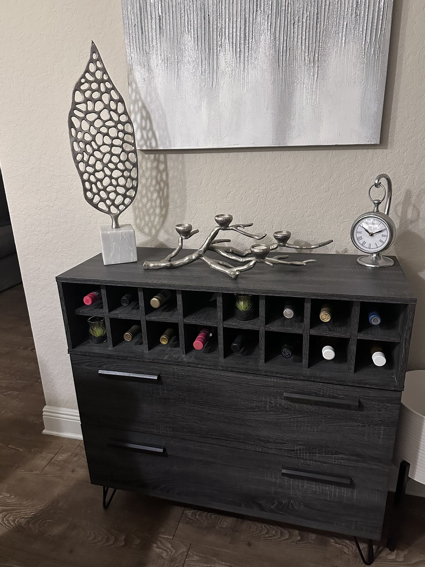 Gray Wine Rack Console Table