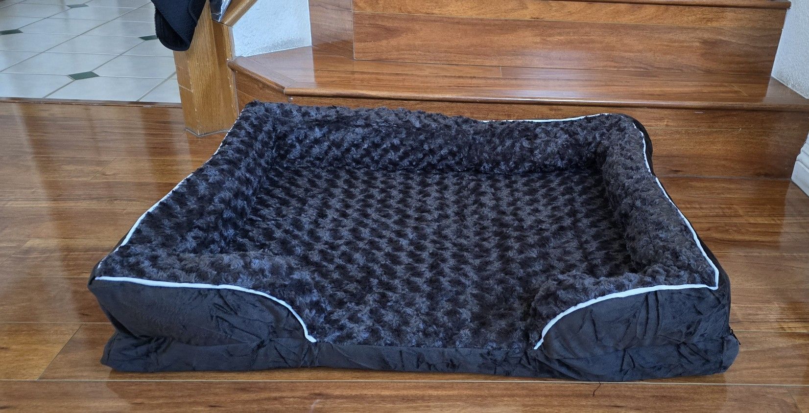 36" x 27" Orthopedic Pet Dog Bed with Sides, Pet Couch Bed with Washable Removable Cover, Gray Or Black