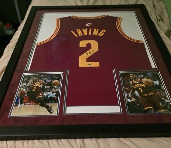 Kyrie Irving Signed, Auhenticated And Proffesionally Framed Cleveland Cavaliers Jersey