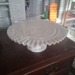 $25 White Milk Glass Cake Or Danish Stand