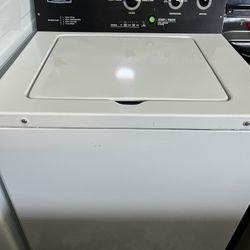 The Maytag MVWP575GW1 is a commercial-grade top-load washer featuring a 3.5 cubic foot capacity. It is designed with a durable stainless steel wash ba