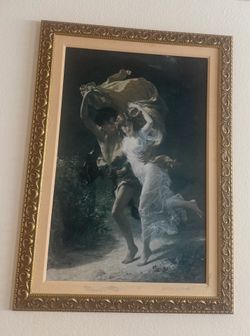 Large Vintage Romantic Couple Framed Wall