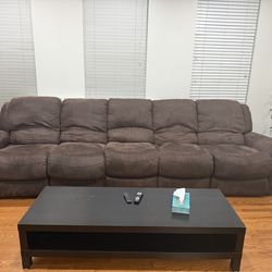 Brown L-Shaped Recliner Sofa – 5 Seater (Fully Functional)