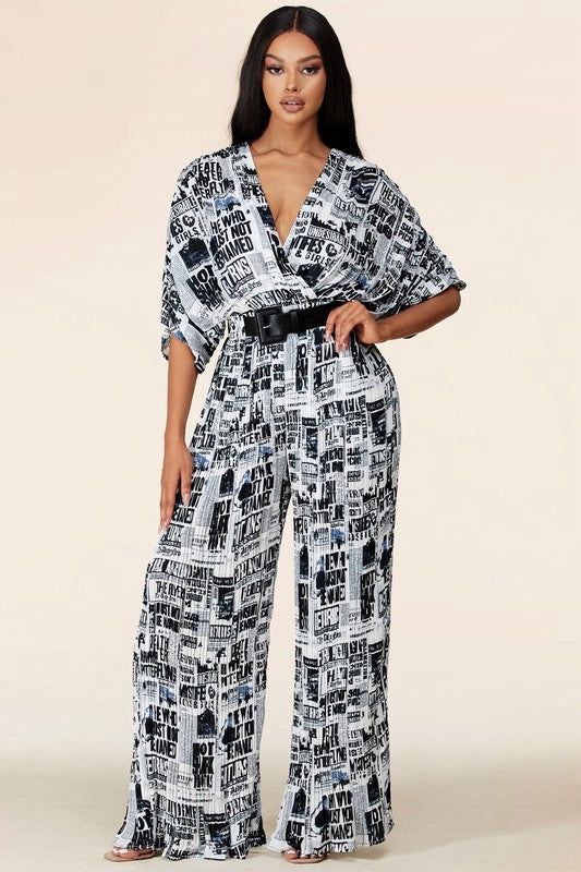L'ATISTE Newsprint Jumpsuit