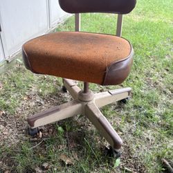 Vintage HON Mid-Century Modern Brown Steel Swivel Office Chair 