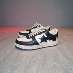 A Bathing Ape Bapesta M191001 Black White Men's Sneakers Low Top Lace Up