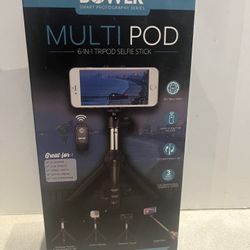 BOWER multi Pod 6-in-1 tripod Selfie Stick and Bluetooth remote -New Desktop tripod 