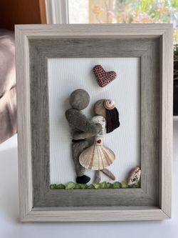 Valentine’s Day Couple Gift Original Stone Artwork Made From Stones And Shelves