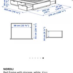 IKEA BRIMNES King Storage Bed Frame – Black – 6 Drawers – Great Condition