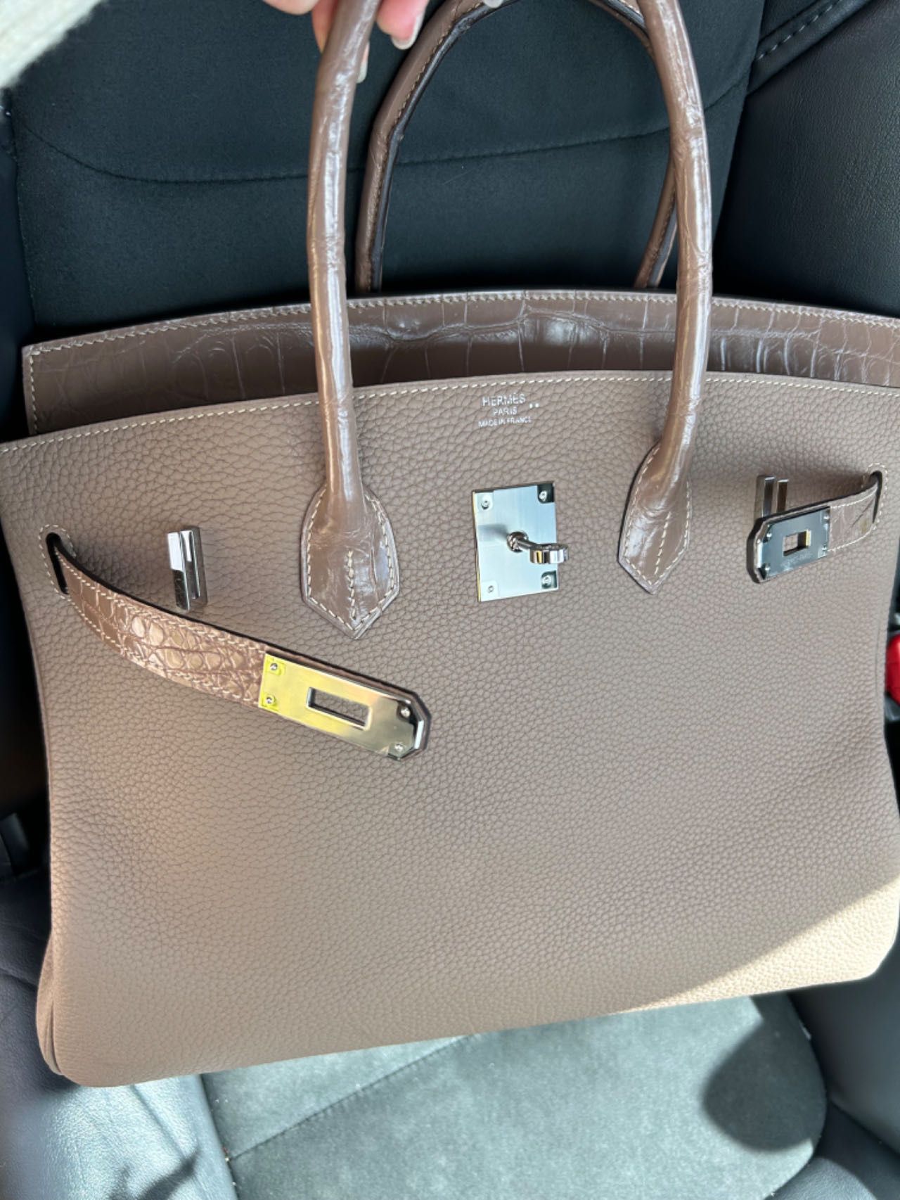 Hermes Birkin 35 Size Crocodile Touch Real Leather 