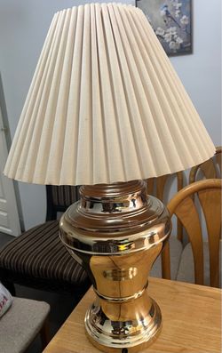 Brass Table Lamp with Pleated Shade