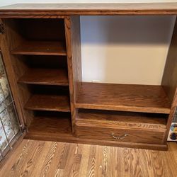Oak TV Entertainment and Storage Cabinet