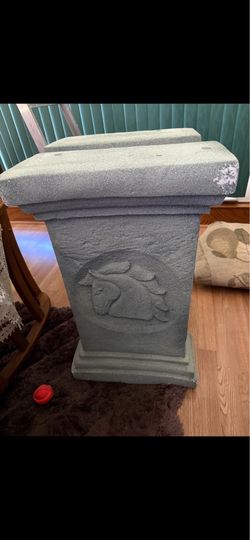 Vintage Faux-Stone Horse Console Table