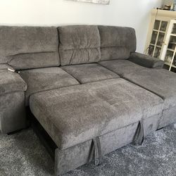 USED Mini Sectional w/Storage Gray Storage Sectional – $300