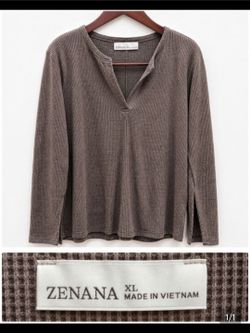 Womens Brown Zenana Long Sleeve Top