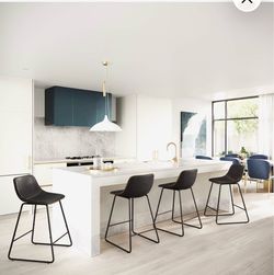 Black Leather Counter Stools Set of 3