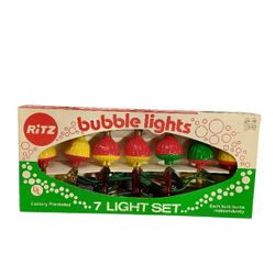 Vintage 50' Ritz Christmas Tree Bubble Lights 7 Bulb Set 2packs