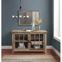 Better Homes & Gardens Oxford Square TV Stand for TVs up to 55", Rustic Brown Weathered Oak - 47.75" W x 21" D x 30" H