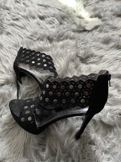 Size 8 Silver & Black Heels