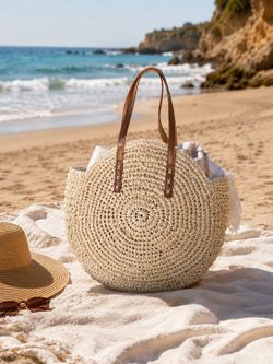 🌴 Summer Beach Straw Tote Bag Large Capacity Shoulder Handbag | Foldable Vacation Sea Bag | Boho Wo